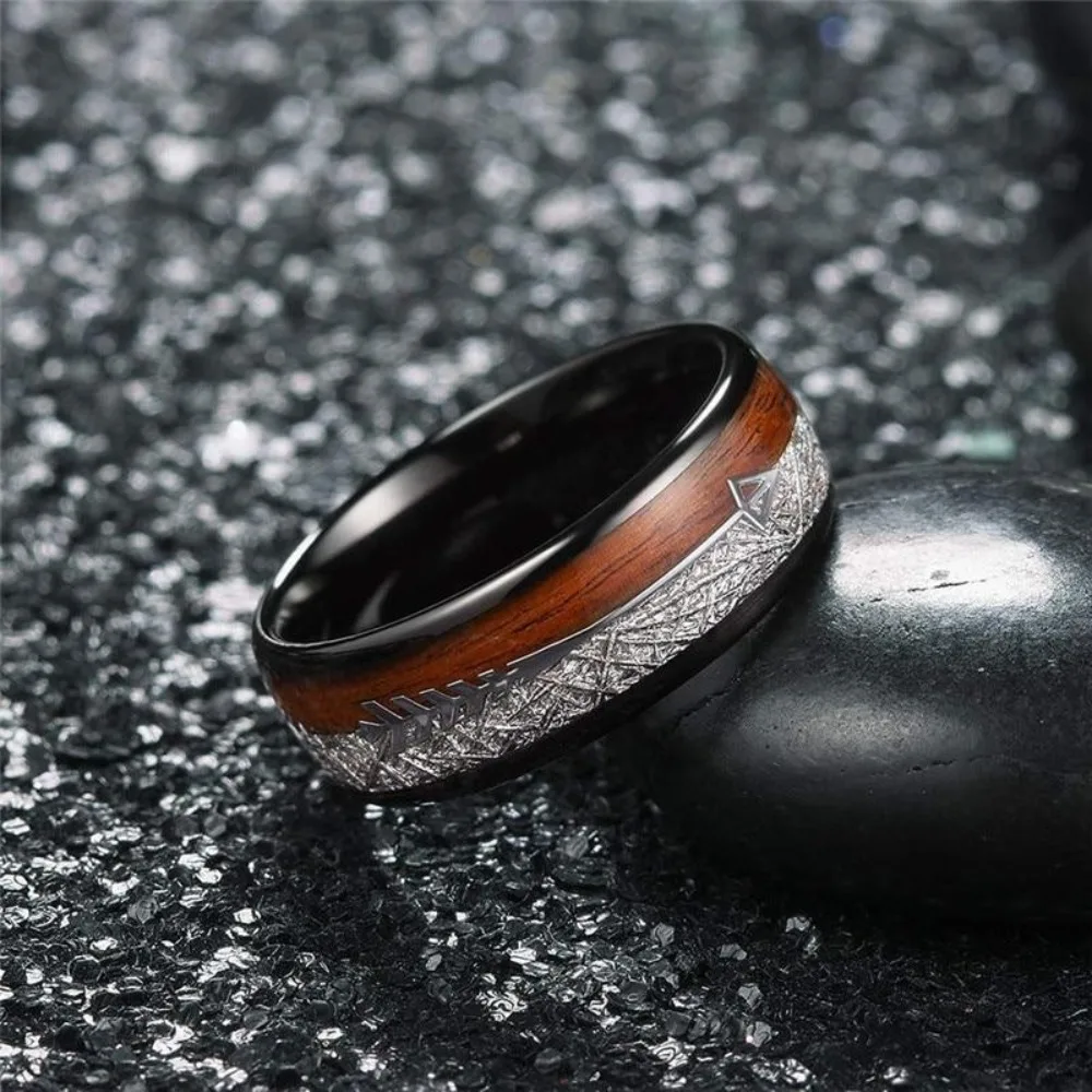 bague en tungstène et bois pour homme