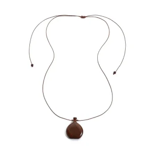 collier long en bois femme pendentif goutte minimaliste