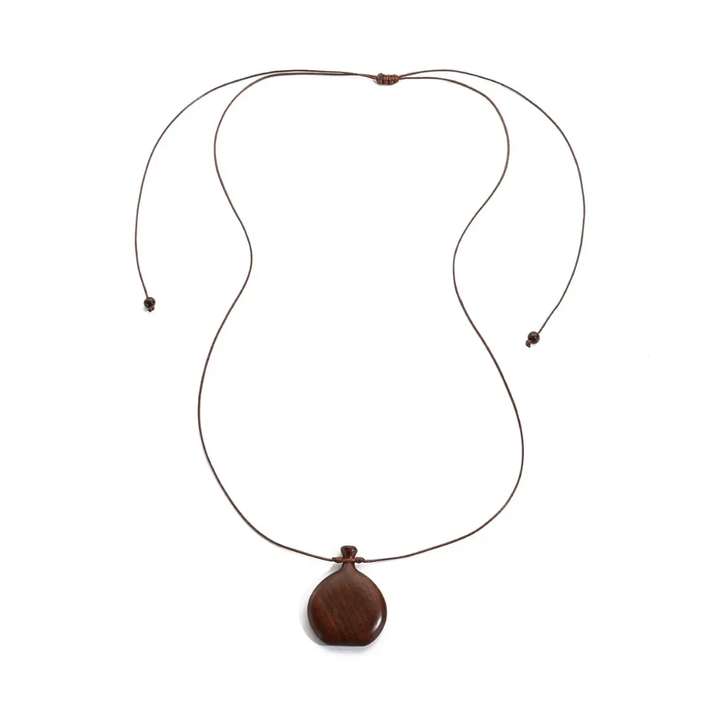 collier long en bois femme pendentif goutte minimaliste