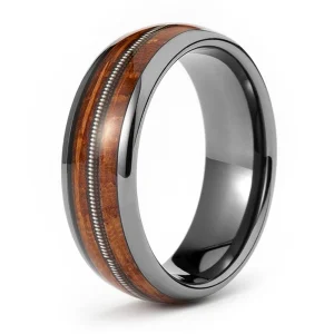 Bague Homme en Tungstène et Bois – 8 mm