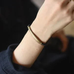 bracelet en bois d’ébène noir avec détails en laiton Passion bijoux en bois