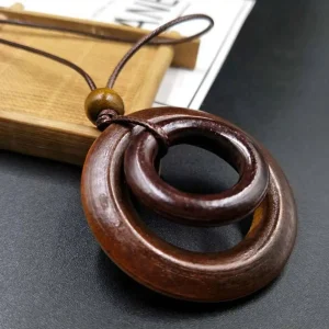 collier long en bois femme