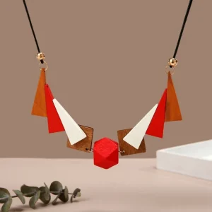 pendentif orange et blanc en bois
