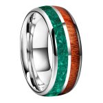 bague en Bois et Malachite avec Tungstène