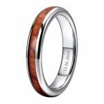bague bois et tungstène argenté