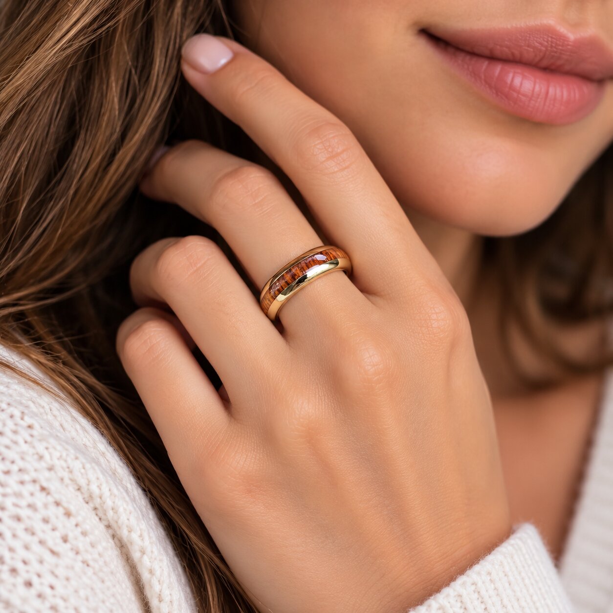bague originale en tungstène doré