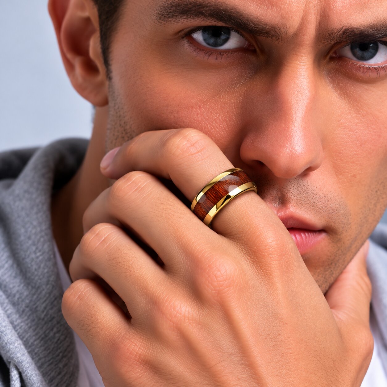 bague homme élégante en tungstène et bois passion bijoux