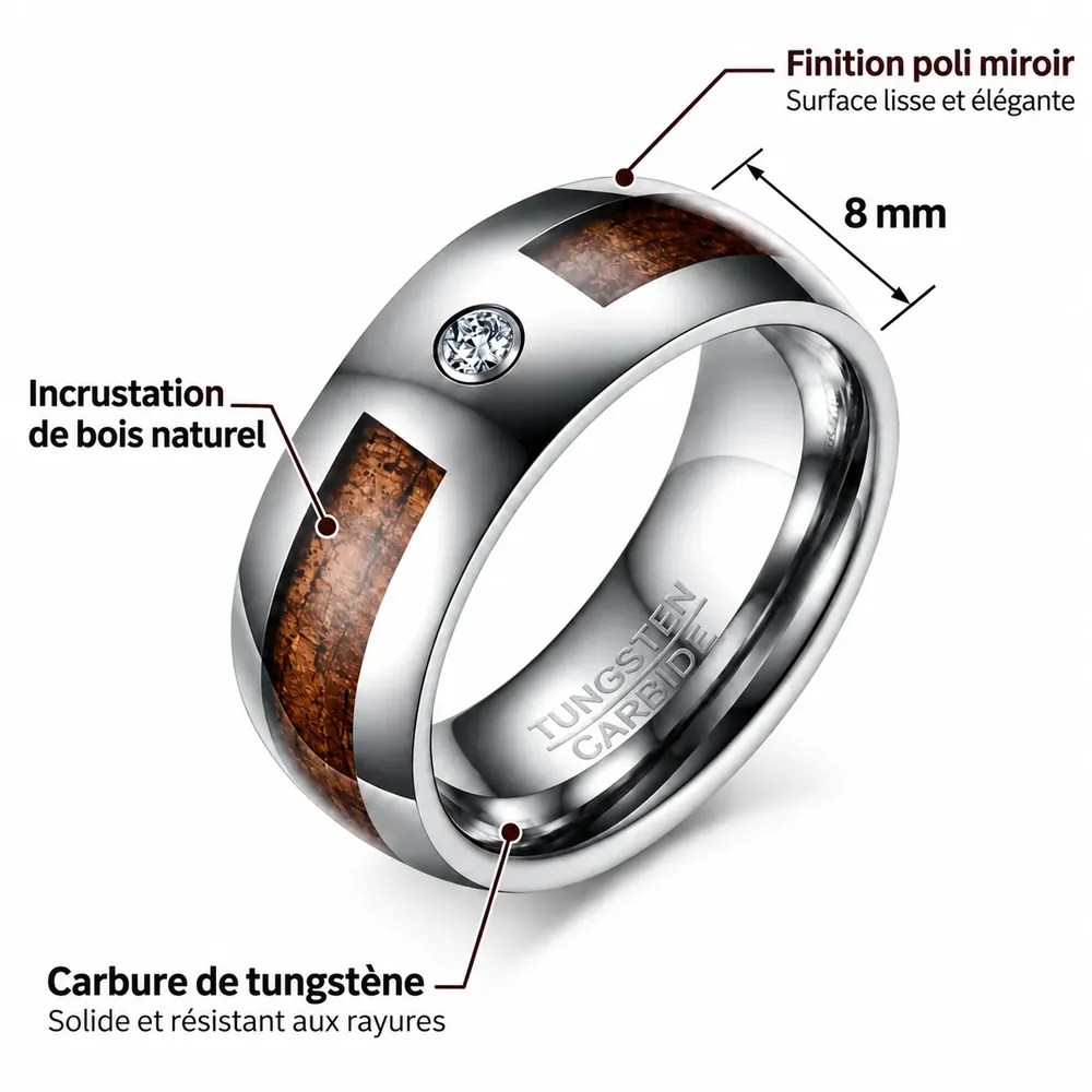 bague durable pour homme en Tungstène