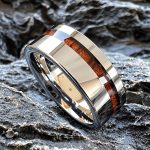 bague homme en tungstène argenté et bois