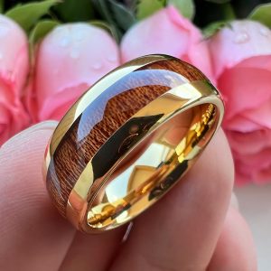 bague homme tungstène doré bois passion bijoux en bois