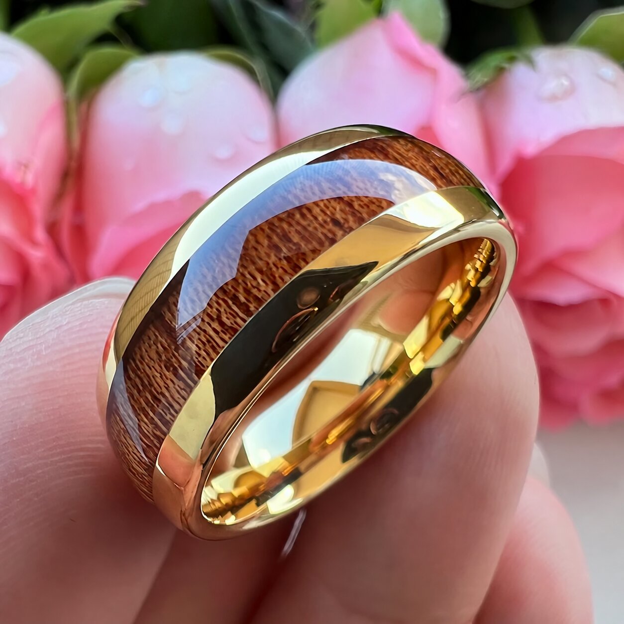 bague homme tungstène doré bois passion bijoux en bois