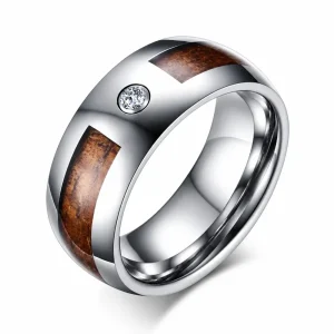 bague homme en Tungstène et bois
