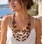 Collier Multirang en Bois Femme – Perles Bohème Chic