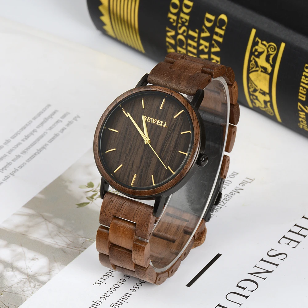 montre en bois avec bracelet acier