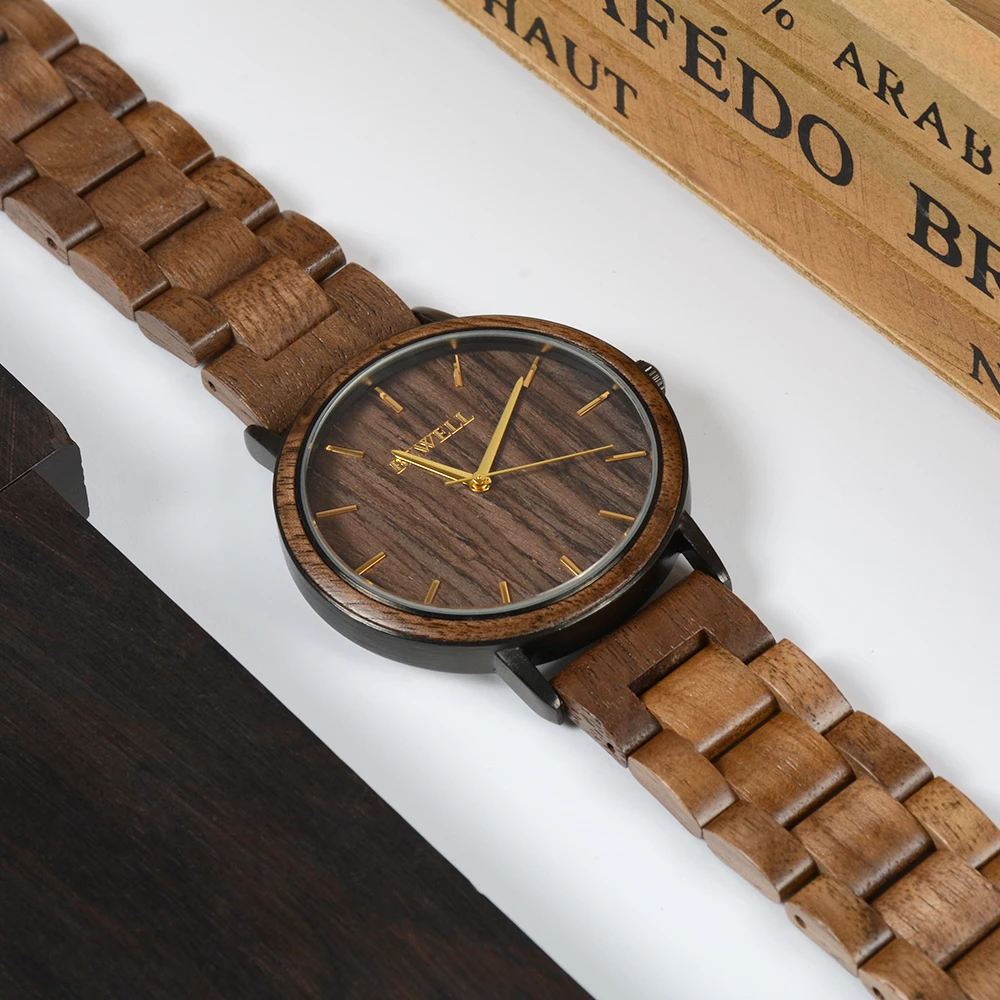 montre écologique en bois et acier