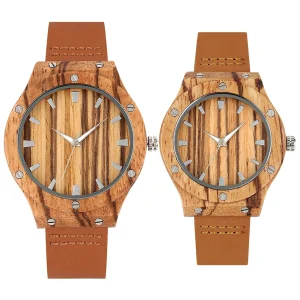 montres en bois de zébrano pour couple