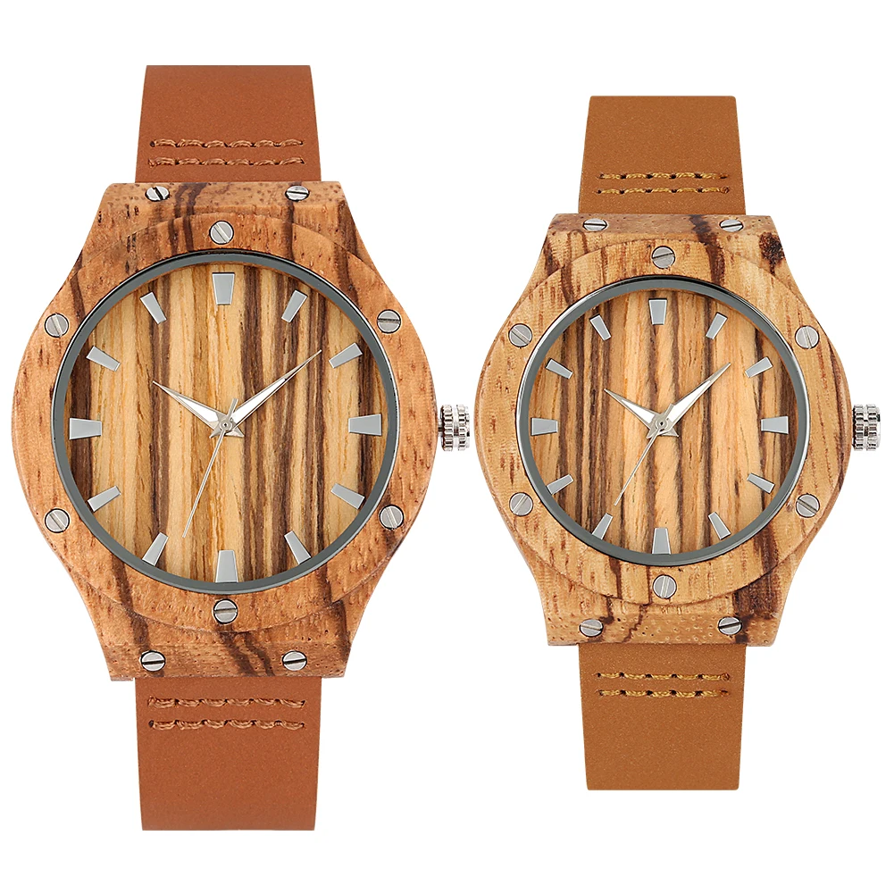 montres en bois de zébrano pour couple