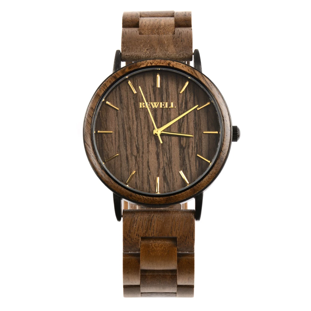 montre en bois et acier homme