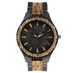 montre en bois de santal homme à cadran noir