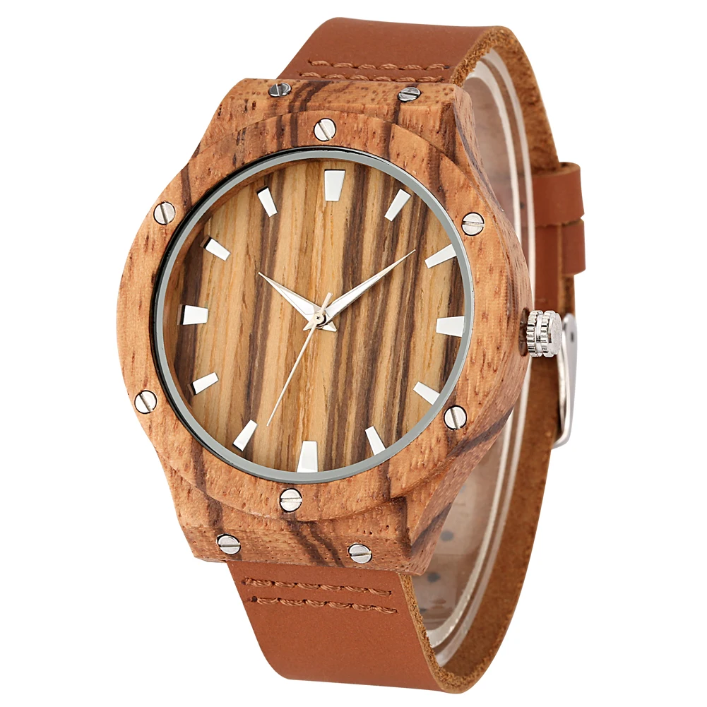 montre en bois de zébrano pour couple élégant