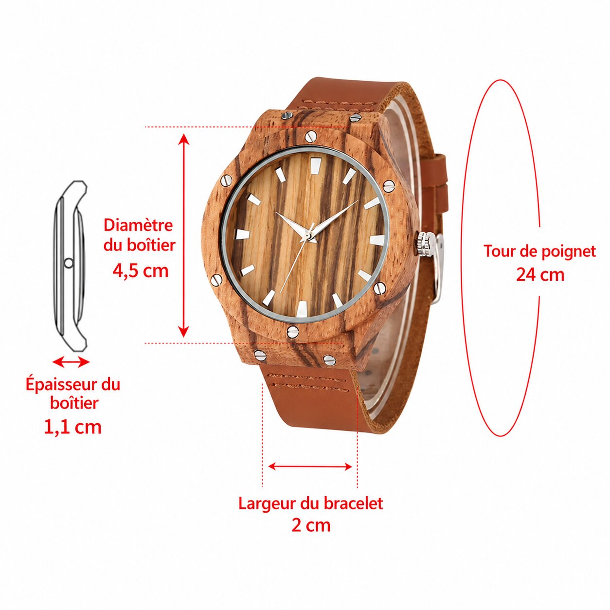 montres pour couple en bois et cuir