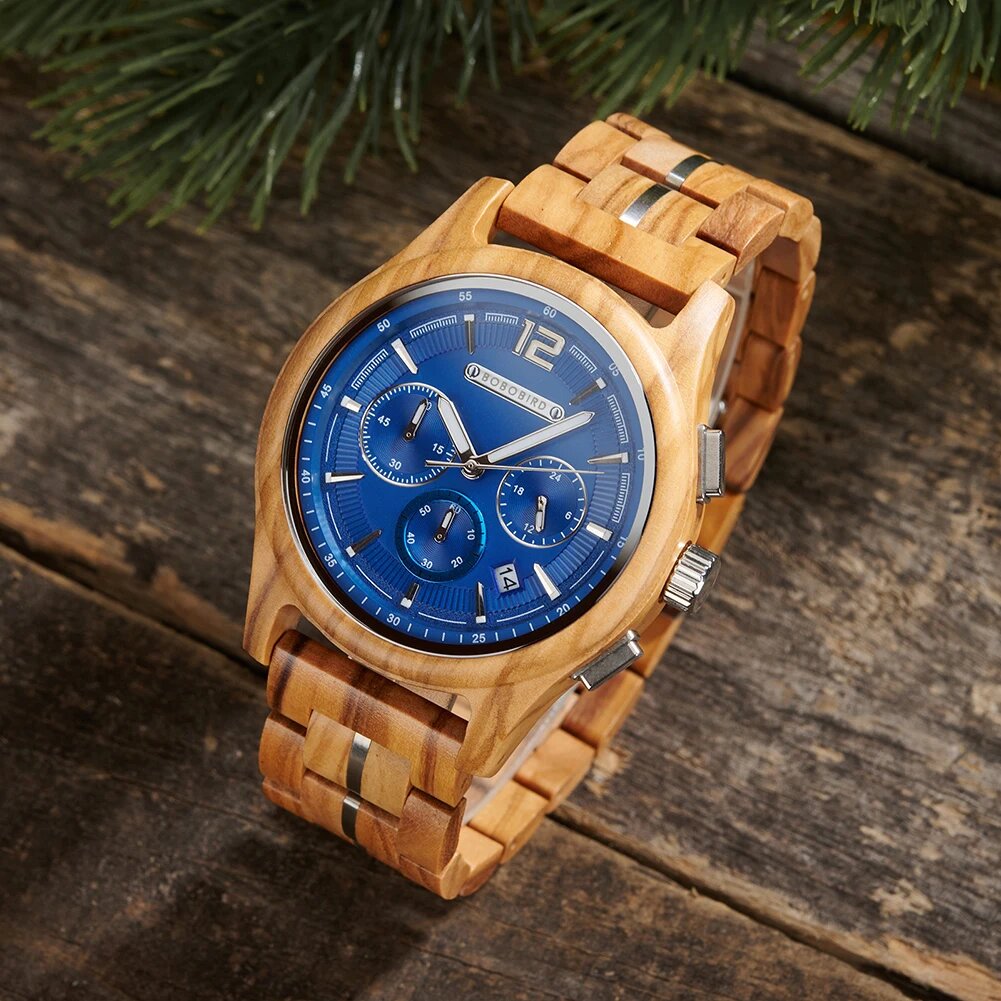 montre en bois élégante et décontractée
