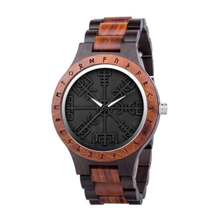 montre en bois homme viking rune d Odin