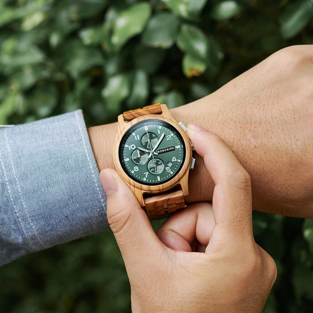 montre homme en bois d’olivier élégante