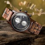 montre en bois homme à cadran gris