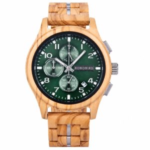 montre en bois d’olivier homme quartz